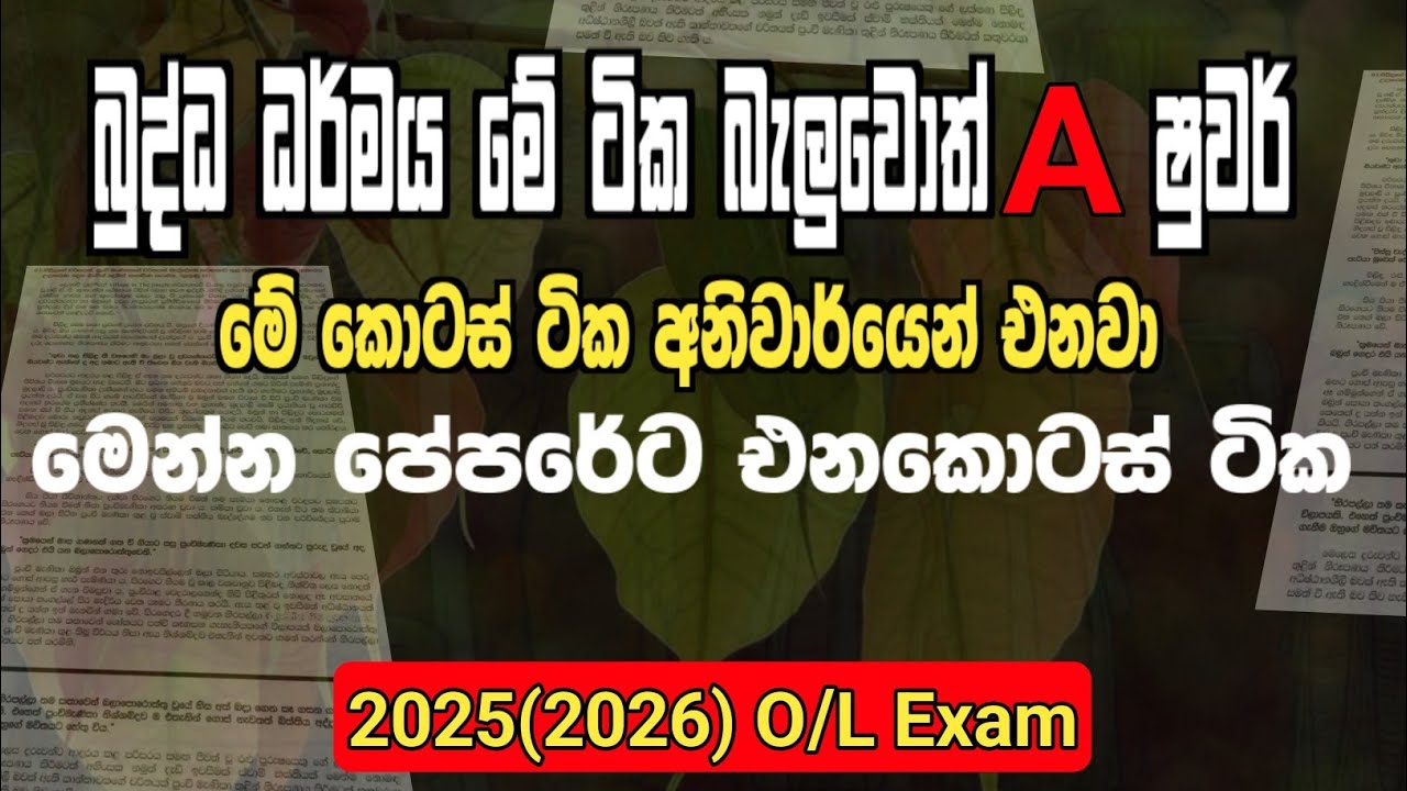 බුද්ධ ධර්ම අනුමාන ඔක්කොම මෙන්න | අන්තිම තුරුම්පුව | මේ ටික විතරක් බලාගෙන ගියත් A එකක් ශුවර් 2025(26)