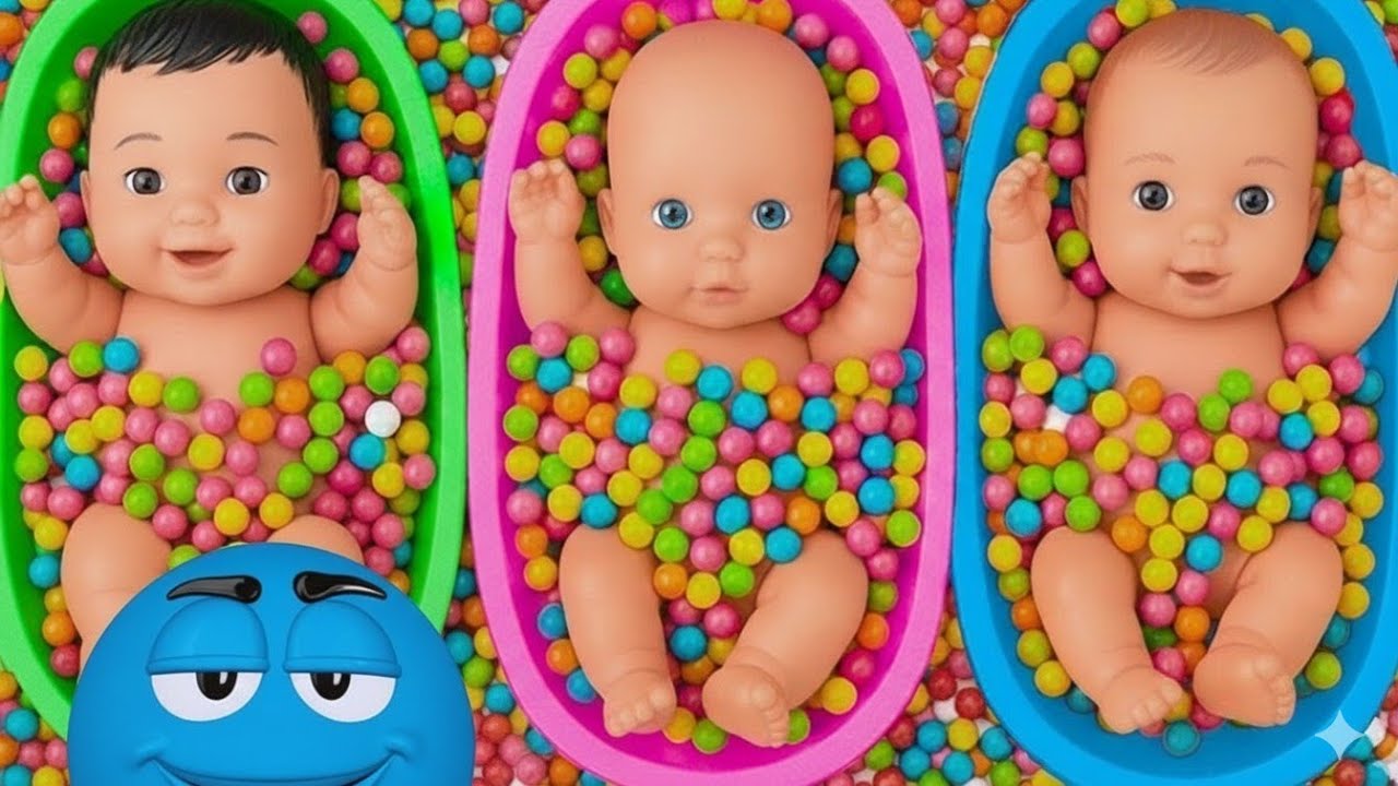 Full of 3 Rainbow Bath Tubs Candy with M&M's & Magic Slime Cutting🍭