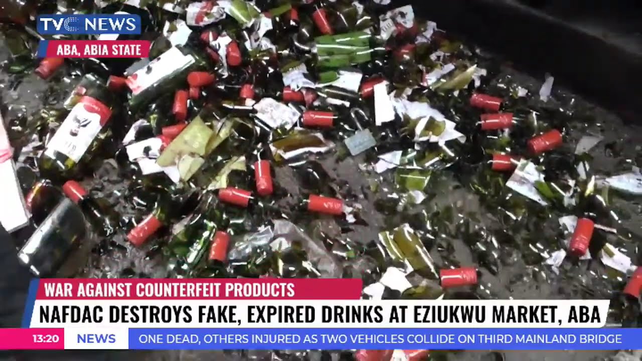 NAFDAC Destroys Fake, Expired Drinks At Eziuku Market, Aba