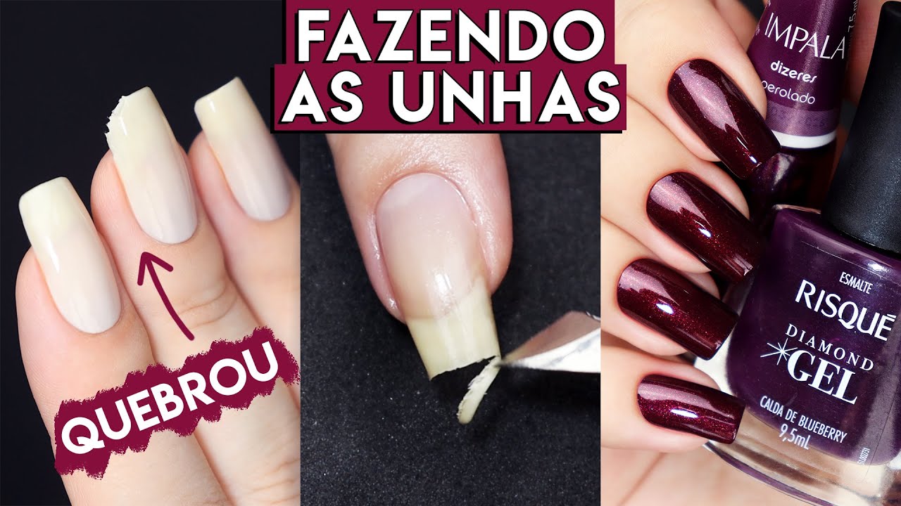 LIXEI minha UNHA QUEBRADA e Apliquei uma MISTURINHA DE ESMALTES com Risqué, Impala e Cora
