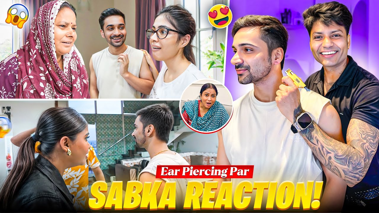 Ear piercing reaction by everyone 