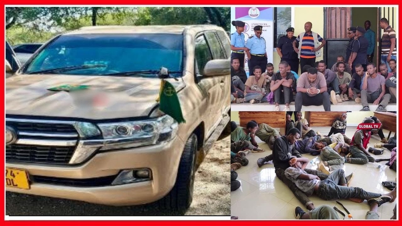 V8 LILIYOKAMATWA na WAHAMIAJI HARAMU LIKIWA na BENDERA ya CCM - 