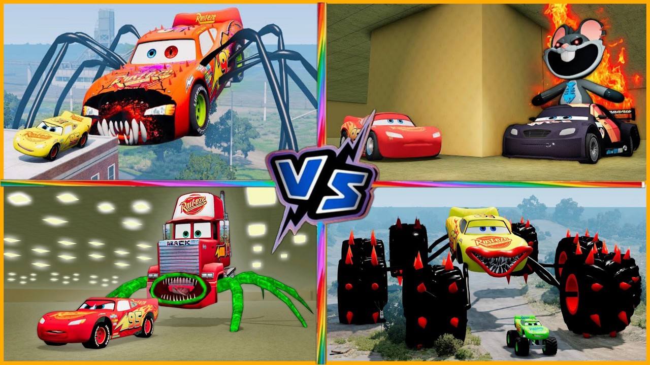 McQueen vs Spider Monster! 🏎️🆚🕷️ Who wins?