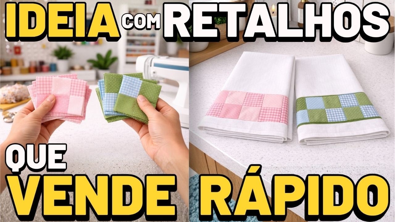 IDEIA de Barrado com POUCO TECIDO para Pano de Prato FÁCIL e RÁPIDO pra Vender