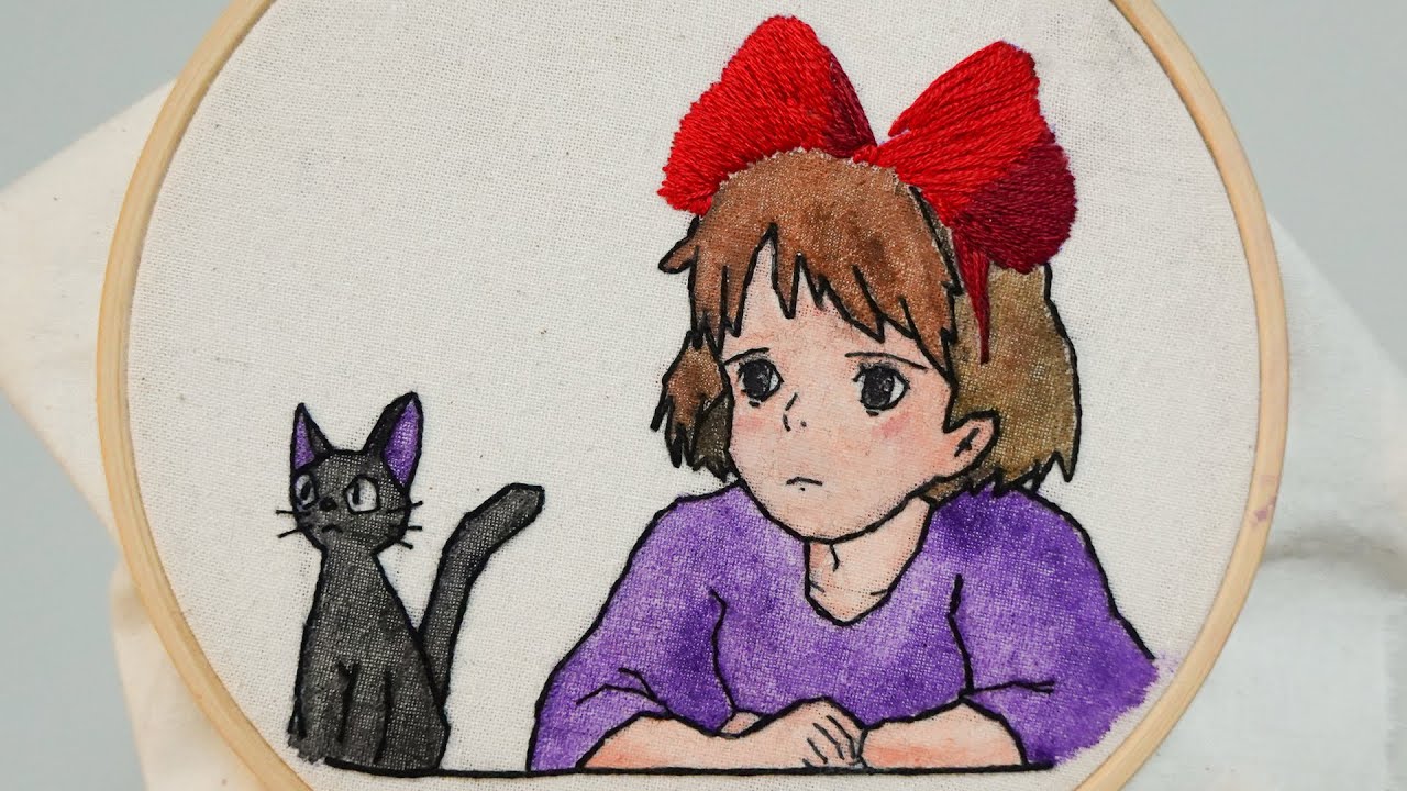[프랑스자수 ASMR] 바다가 보이는 다락방에서 | 마녀배달부 키키 자수 | kiki's delivery service embroidery | 魔女の宅急便刺繍