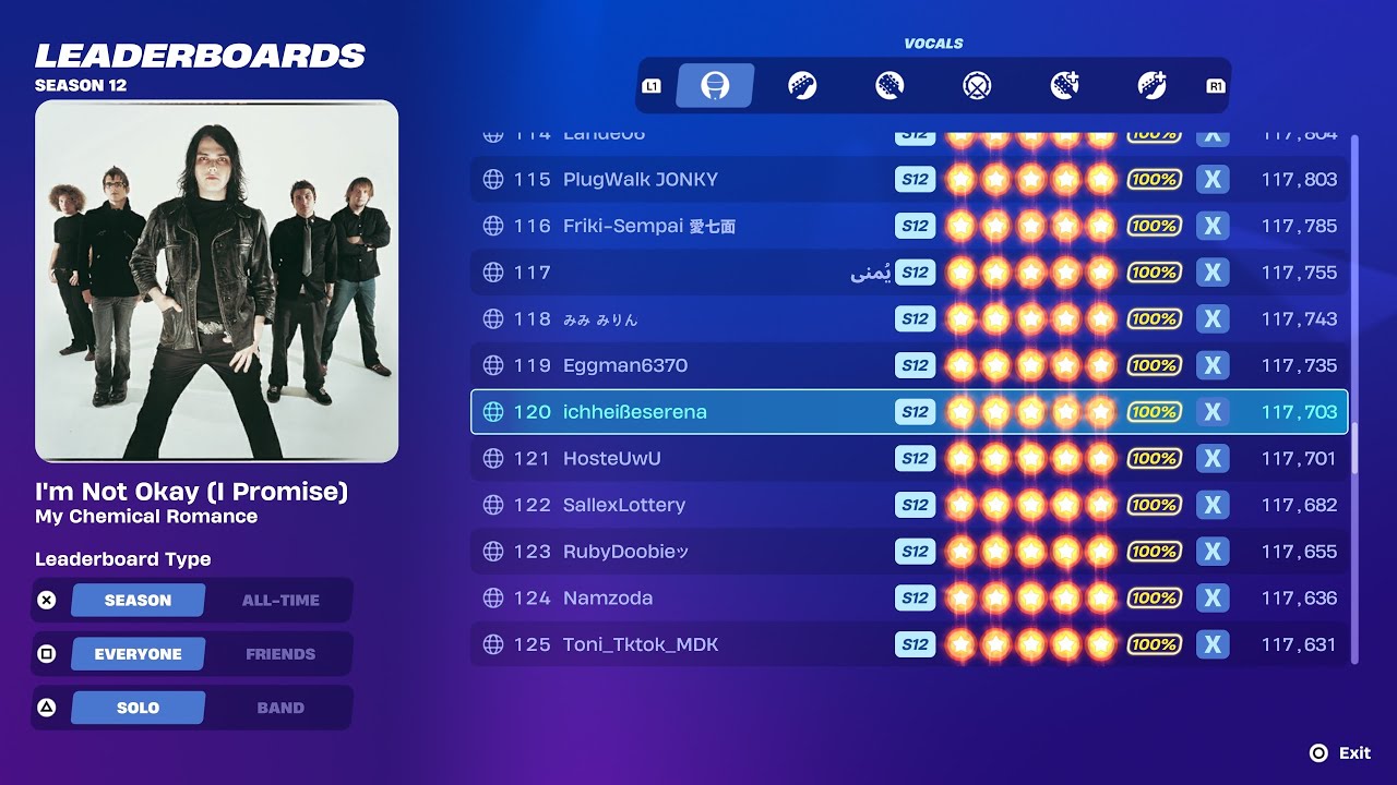 [Fortnite Festival S12] I’m Not Okay I Promise 100% FC Expert Vocals