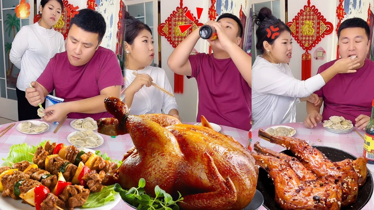 蠢老公挨打了都不老实，在饺子里偷偷加食盐和芥末被我看穿，找准时机和他的调换，最后他自作自受被自己整到太逗了