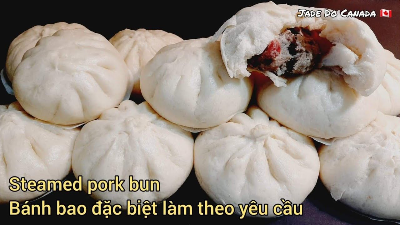 🇨🇦 Tự pha bột bánh bao, trắng mềm phồng xốp. steamed pork bun [eng sub].