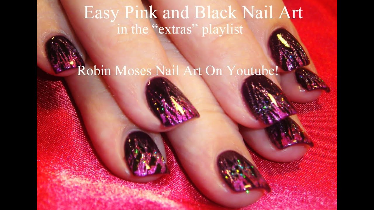 Nail Art Tutorial | Foil and Glitter Technique | Easy DIY Pink & Black Nails