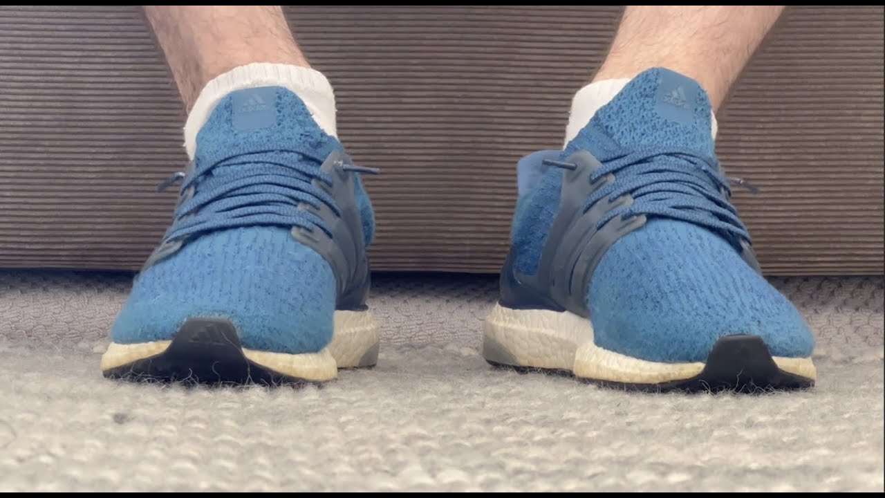 Shoeplay In Borrowed Socks and Used Blue Adidas Ultraboost's