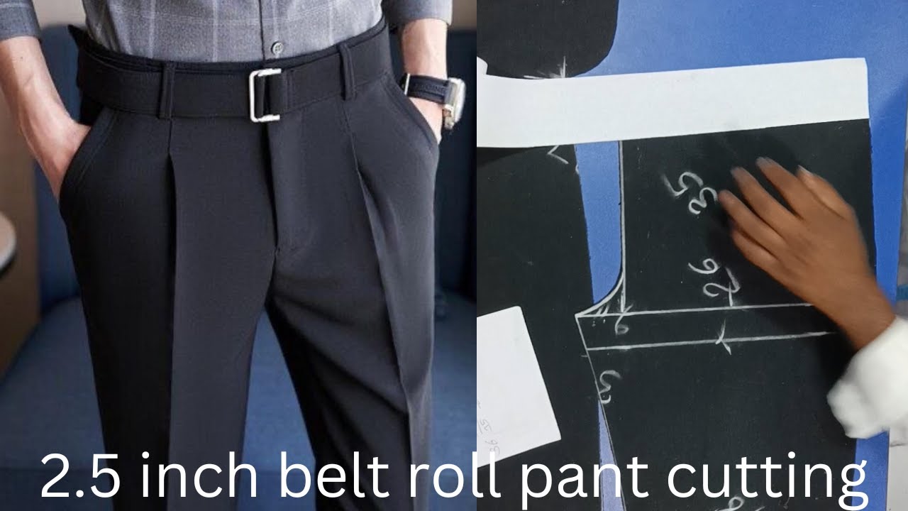 2.5 inch belt roll pant perfect cutting in hindi | simple method | 2.5 इंची बेल्ट रोल पैंट की कटाई |