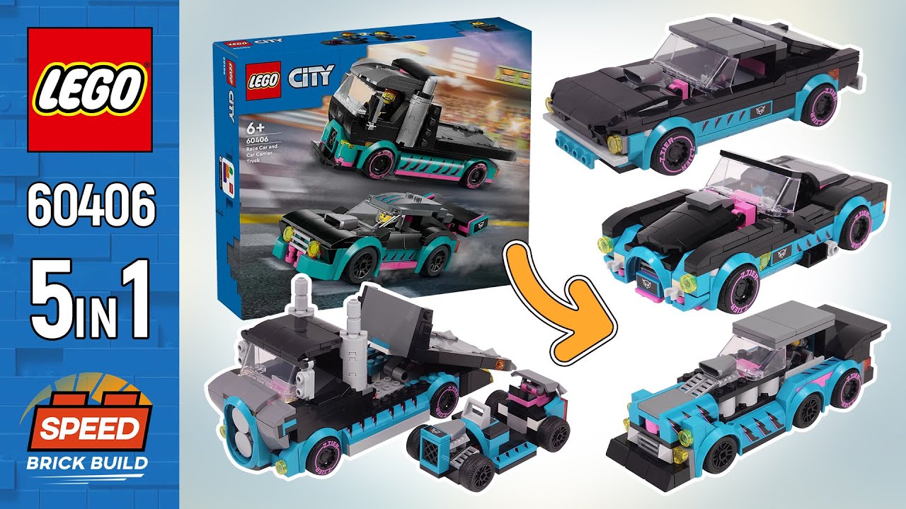 5in1 LEGO City Race Car and Car Carrier Truck MOC & Alternate Builds [1170 pcs](60406) Instructions
