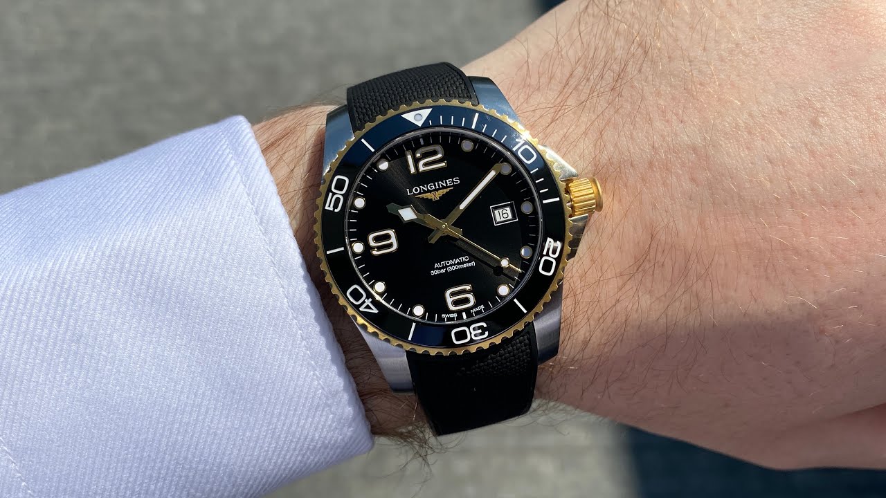 Longines Hydroconquest 41 mm black-yellow gold