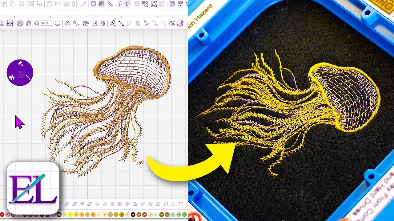 Jellyfish Design Easy Digitizing Tutorial! Machine Embroidery for Beginners