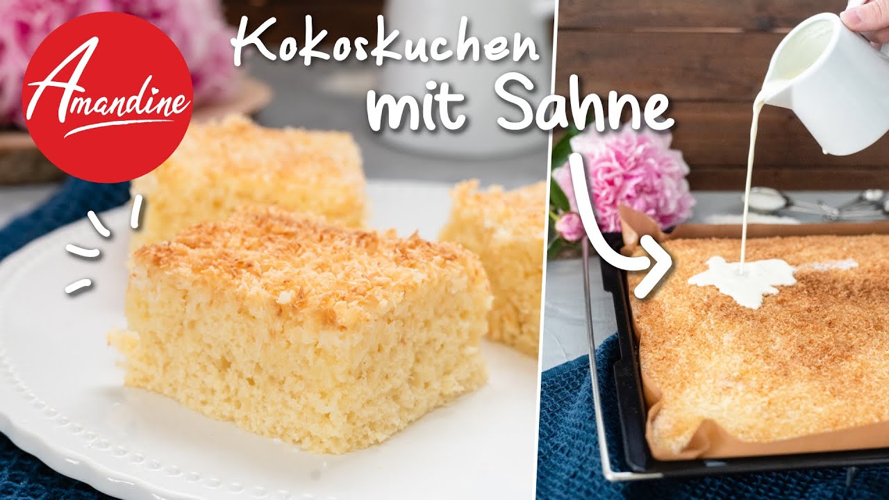 Испеките влажный кокосовый пирог с пахтой и сливками в виде листового торта.