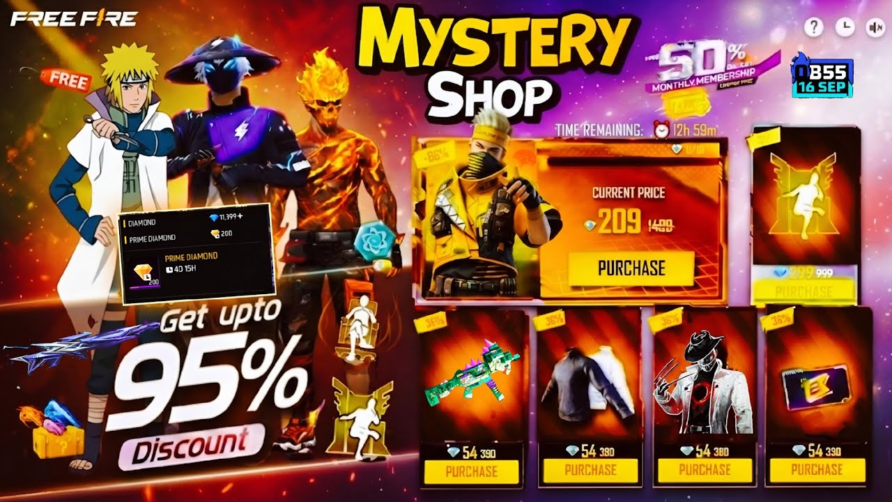 Next Mystery Shop Event Free Fire September🤯💥| New Prime Diamond OB55 Update l Free Fire New Event