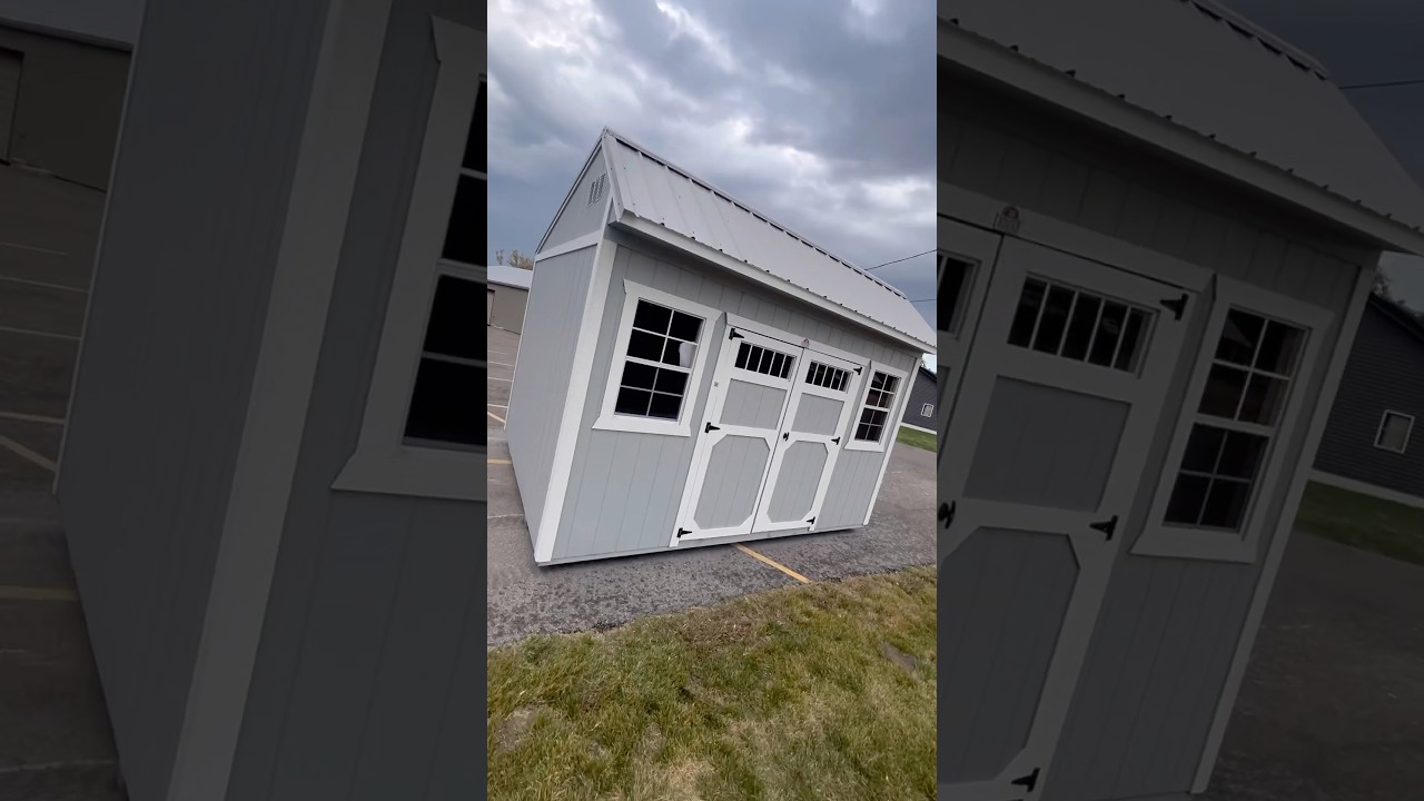 10x14 Cottage Shed! Portable building, Gray, She-Shed, Shed Shak #reels #tour #smallbusiness