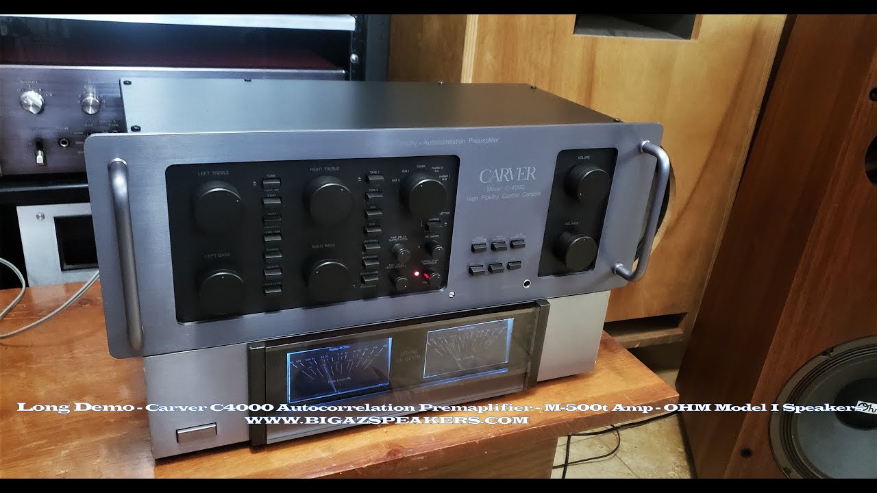 Carver C-4000 Preamplifier - M-500t Amp -  OHM Model I Speakers Long Demo - BIGAZSPEAKERS.COM
