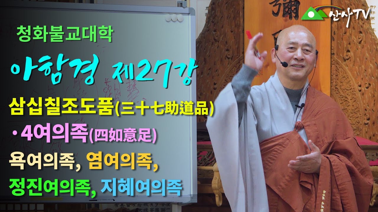 불교대학/대주스님/아함경 제27강/삼십칠조도품(三十七助道品)/4여의족(四如意足)/욕여의족(欲如意足)/염여의족(念如意足)/정진여의족(精進如意足)/지혜여의족(智慧如意足)