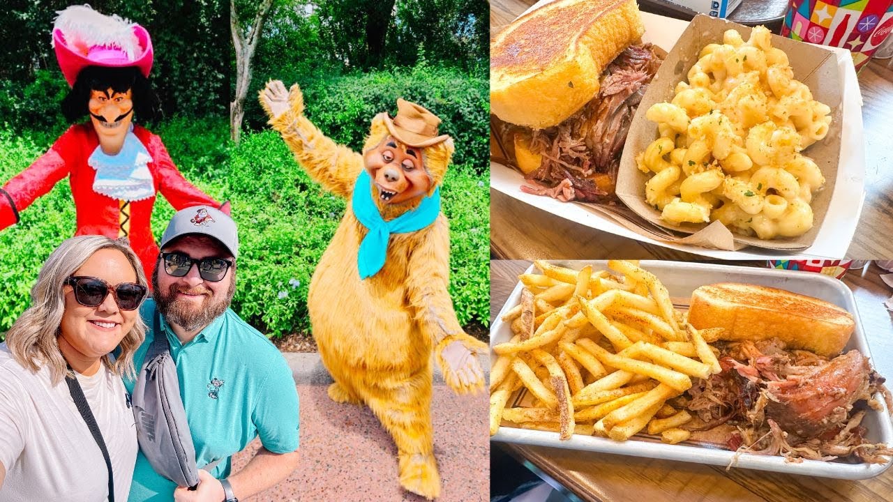 Eating at Epcot's Regal Eagle Smokehouse BBQ and Meeting Rare Characters at the American Pavillion