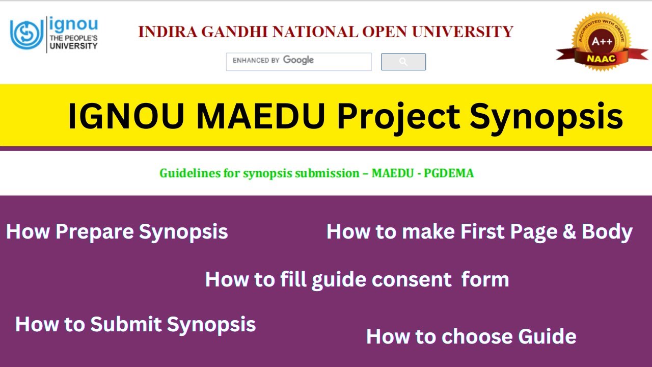 How to Prepare MAEDU Project Synopsis | How to Submit MAEDU Project Synopsis Online | IGNOU Project
