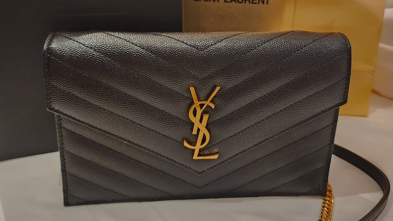 Unboxing (Yves Saint Laurent Cassandre Matelasse Envelope Chain Wallet in Black )
