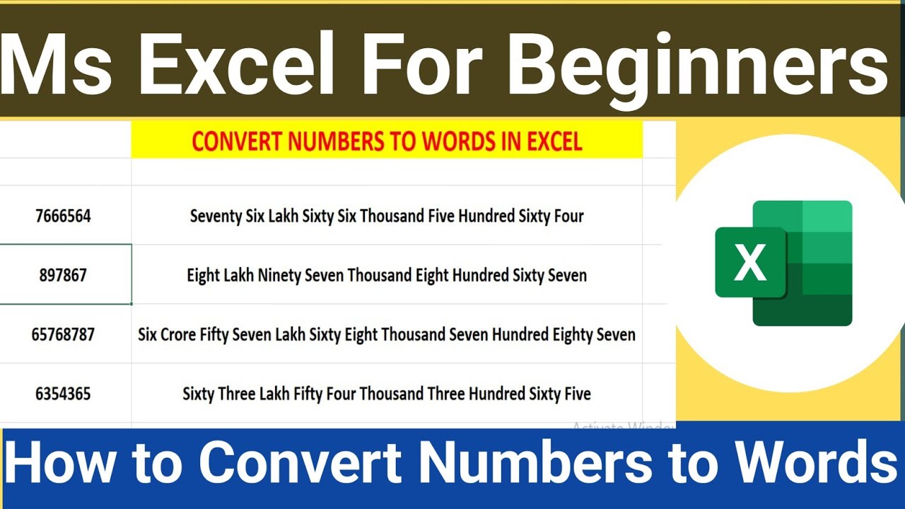 Excel Number to Words in Indian Format (Lakhs & Crores) Telugu