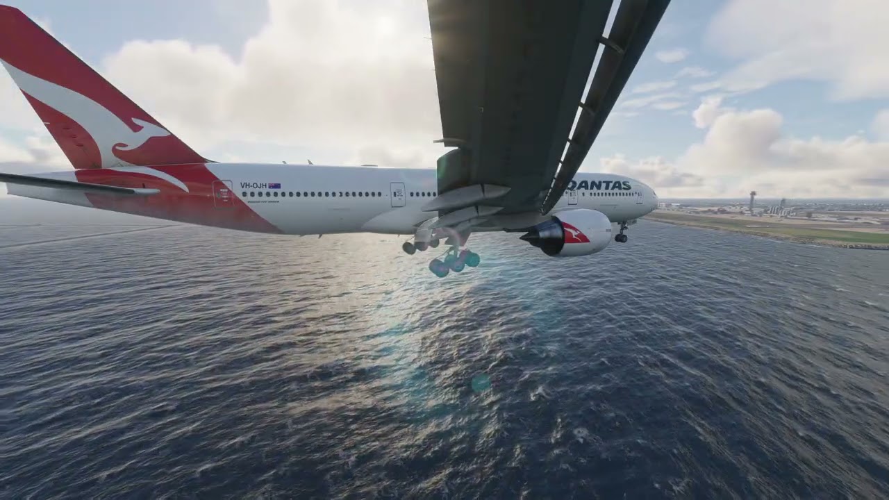 Вид из кабины пилота? Огромный Boeing 777 авиакомпании Qantas приземляется в аэропорту Ханэда!