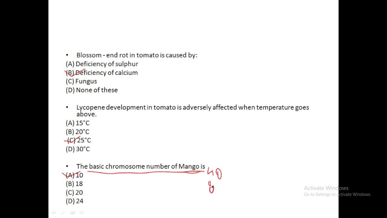 Horticulture questions for IBPS AFO , ICAR JRF, RHEO and RAEO