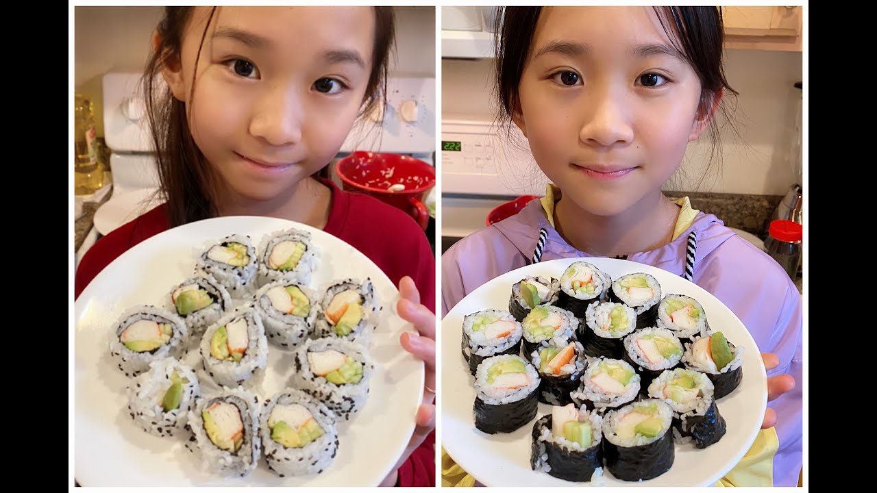 Janet and Kate Make SUSHI (California Rolls) 🍣 and Cookie & Cream Milkshakes! 🥤