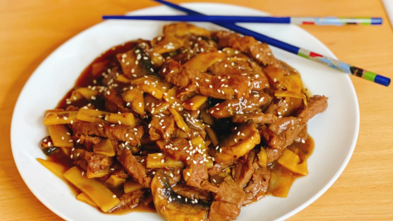 TERNERA CON BAMBU Y SETAS CHINAS 🎋 🥩 COCINA CHINA @UnaChefenlaCocina