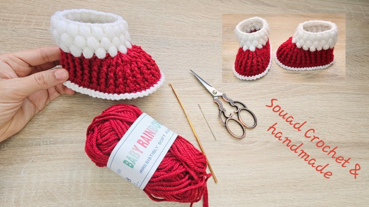 كروشيه لكلوك - سليبر- من 9 إلى 12 شهرا how to crochet booties - crochet baby shoes 9 to 12 months )