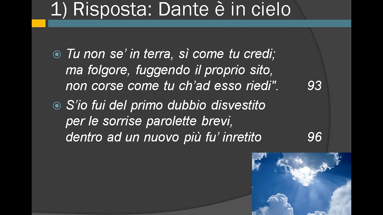 Primo canto del Paradiso dal verso 82 fino alla fine