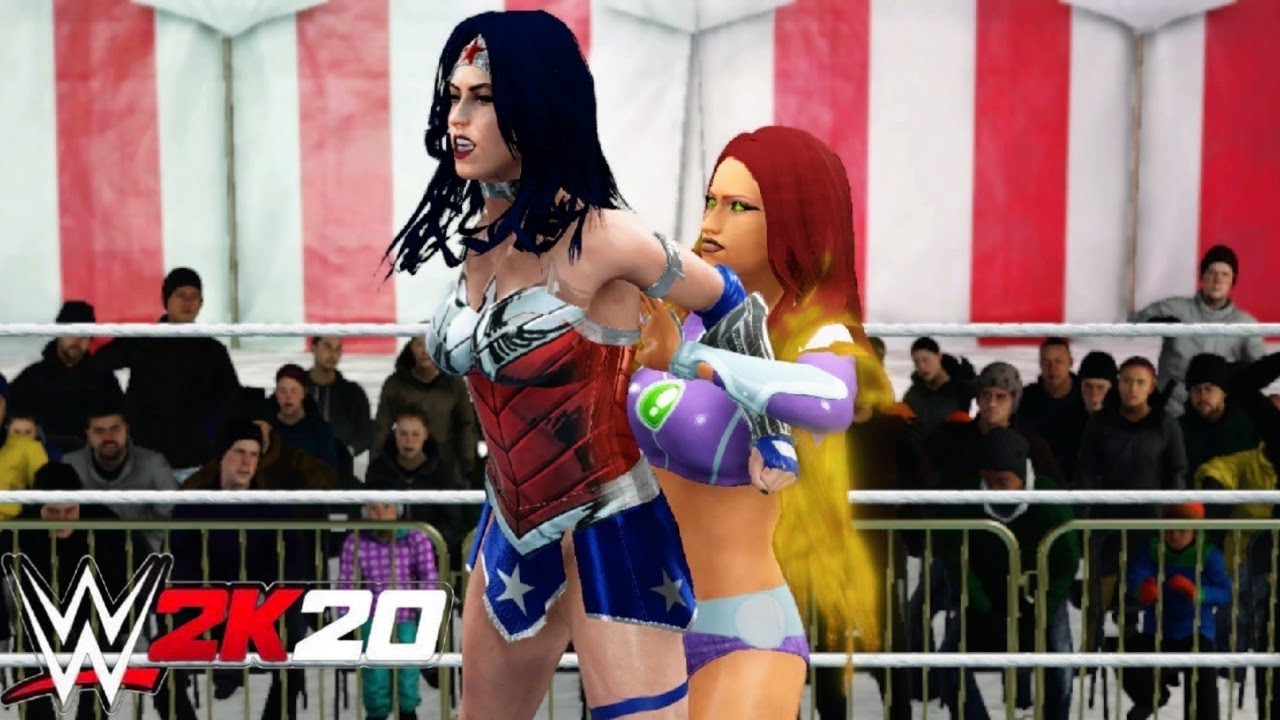 WWE 2K20 | WONDER WOMAN V STARFIRE! | 2 Out Of 3 Falls Count Anywhere Match