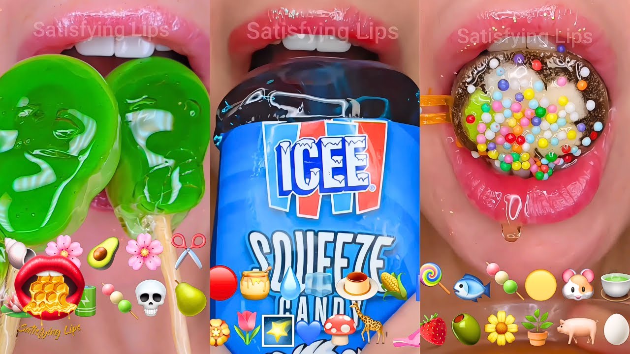 Over 30 minute For Sleep Relaxing ASMR Satisfying Eating Emoji Food Challenge