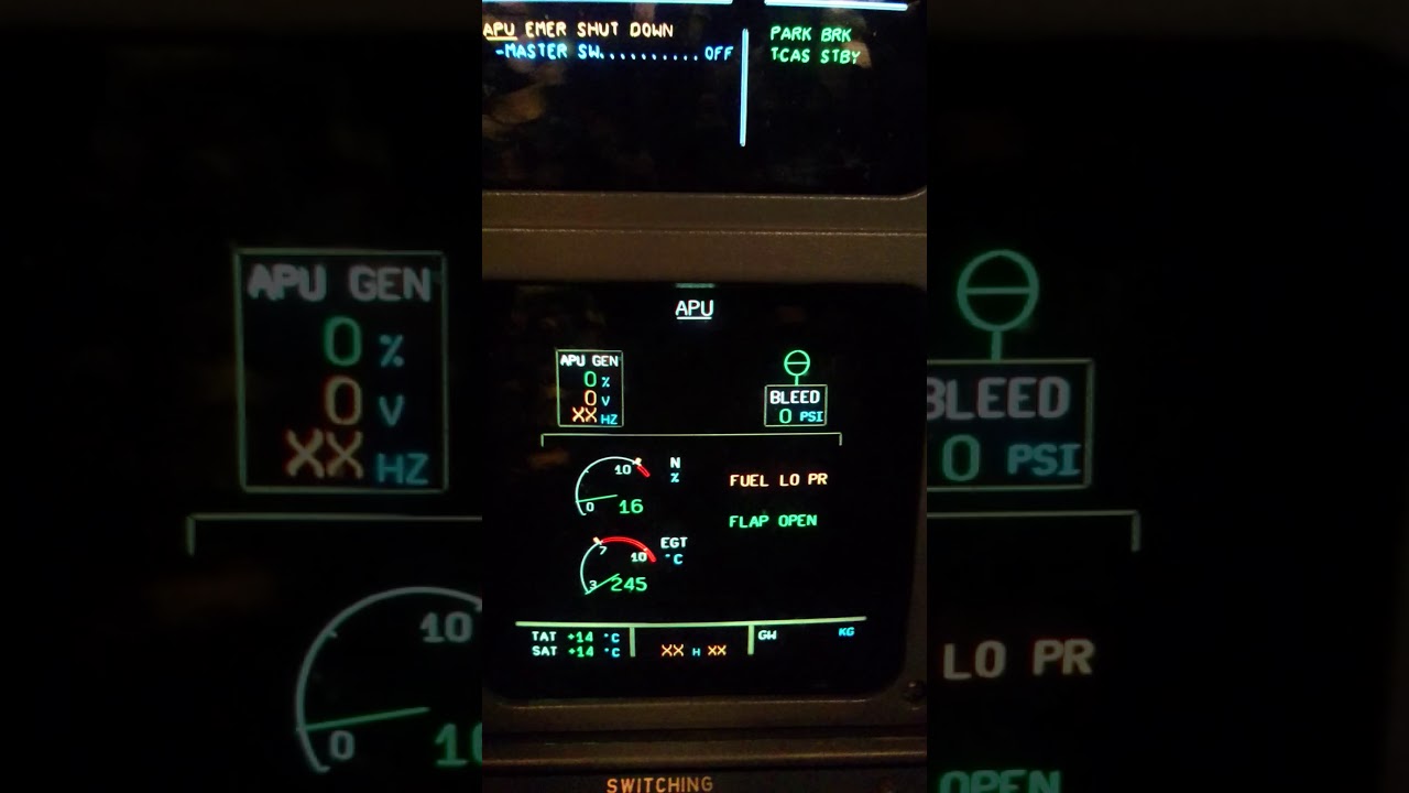 Airbus A320, APU fire on ground, unattended operation, for training purposes only