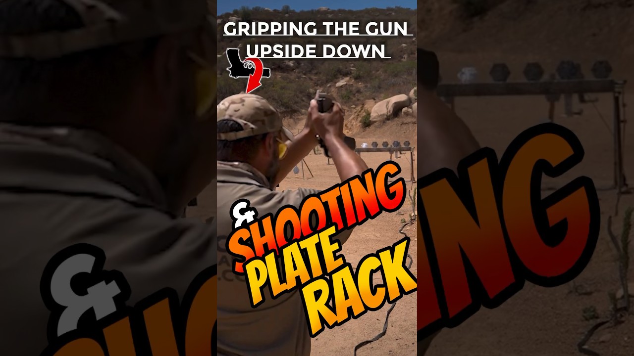 🤔 Can You Shoot, Gripping a Gun Upside Down⁉️ #firearmstraining #shootingskills #shootingtips