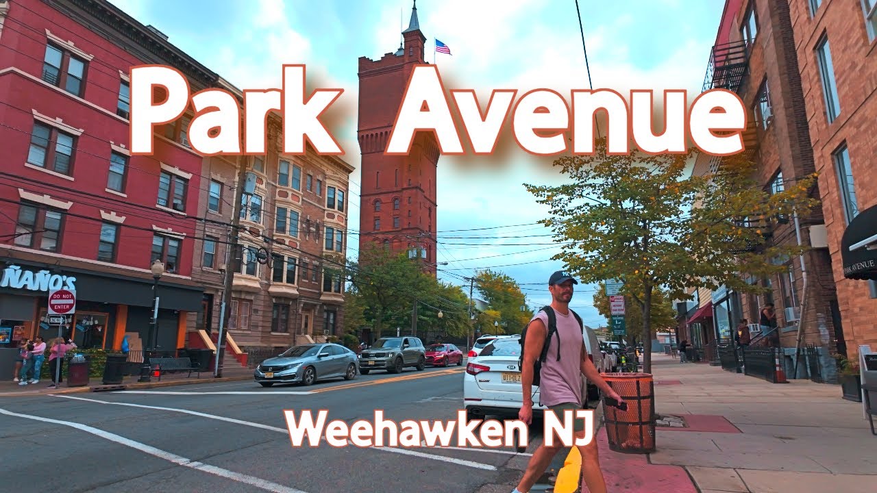 【4K】𝐖𝐀𝐋𝐊 🇺🇸 Park Avenue in Weehawken NJ #4kwalkingtour🚶‍♀️