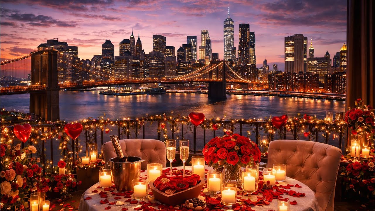 Cinematic New York Romance ❤️ City Lights & Candle Ambience | TV Background #valentinesday 