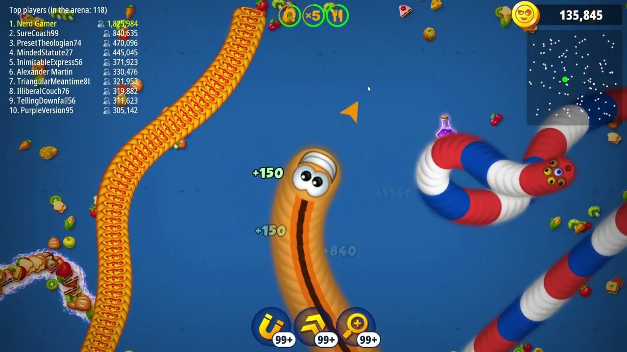 🐍WORMSZONE.IO | Giant Slither Snake TOP 01 / Epic Worms Zone Best Gameplay!