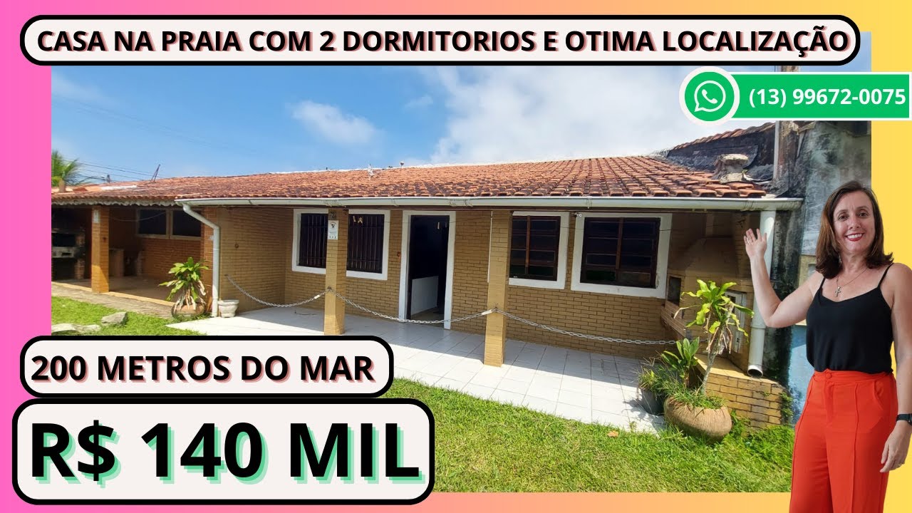 (VENDIDA) Casa para venda na praia a apenas 200 metros do MAR, por 140 mil em Itanhaém-SP