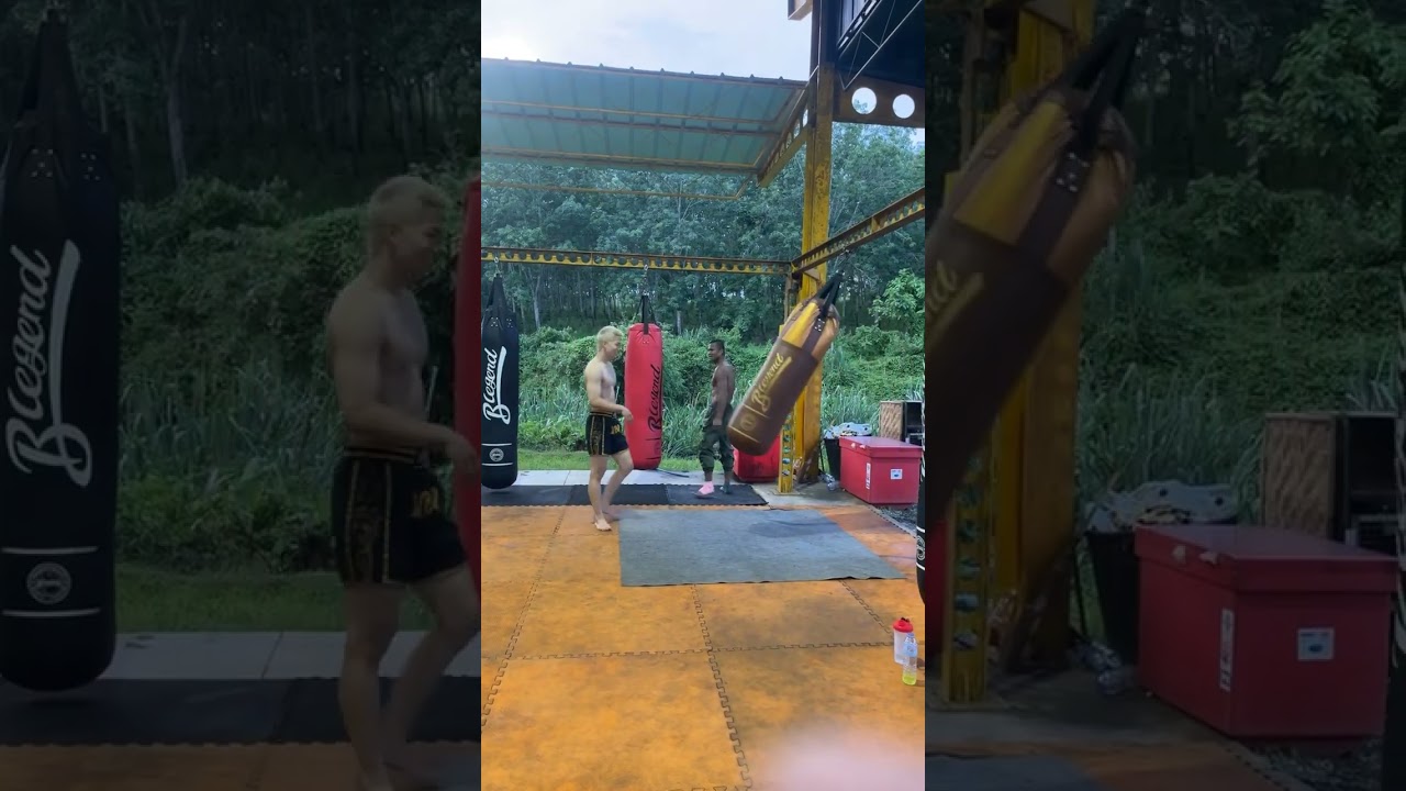 Buakaw Showing Jump Kick On The HeavyBag