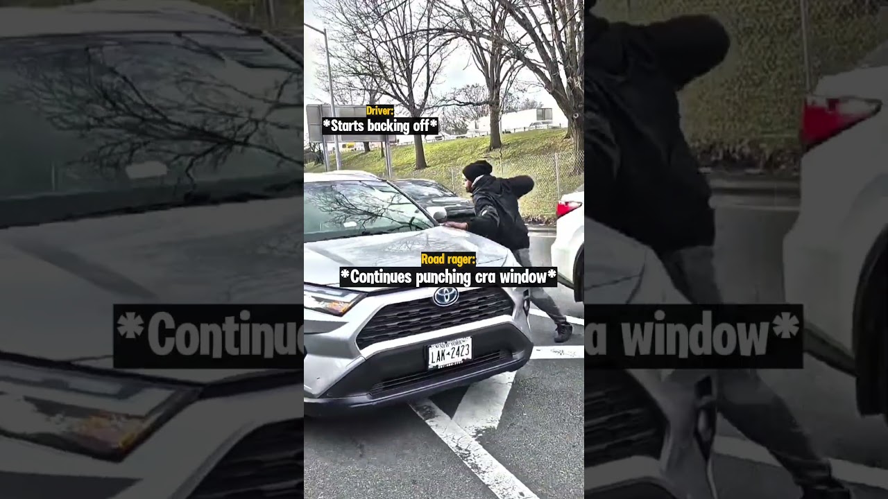 Road Raging Man Hits Drivers Car Window
