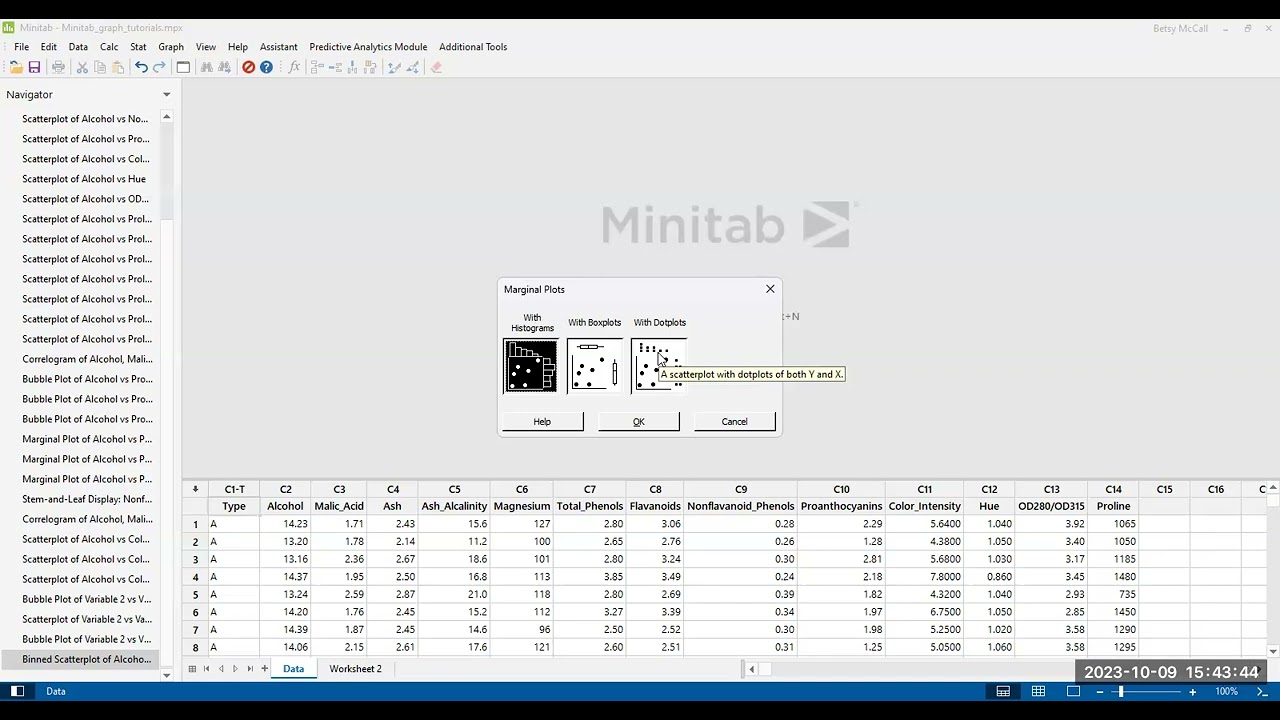 Creating a Marginal Plot with Minitab 21
