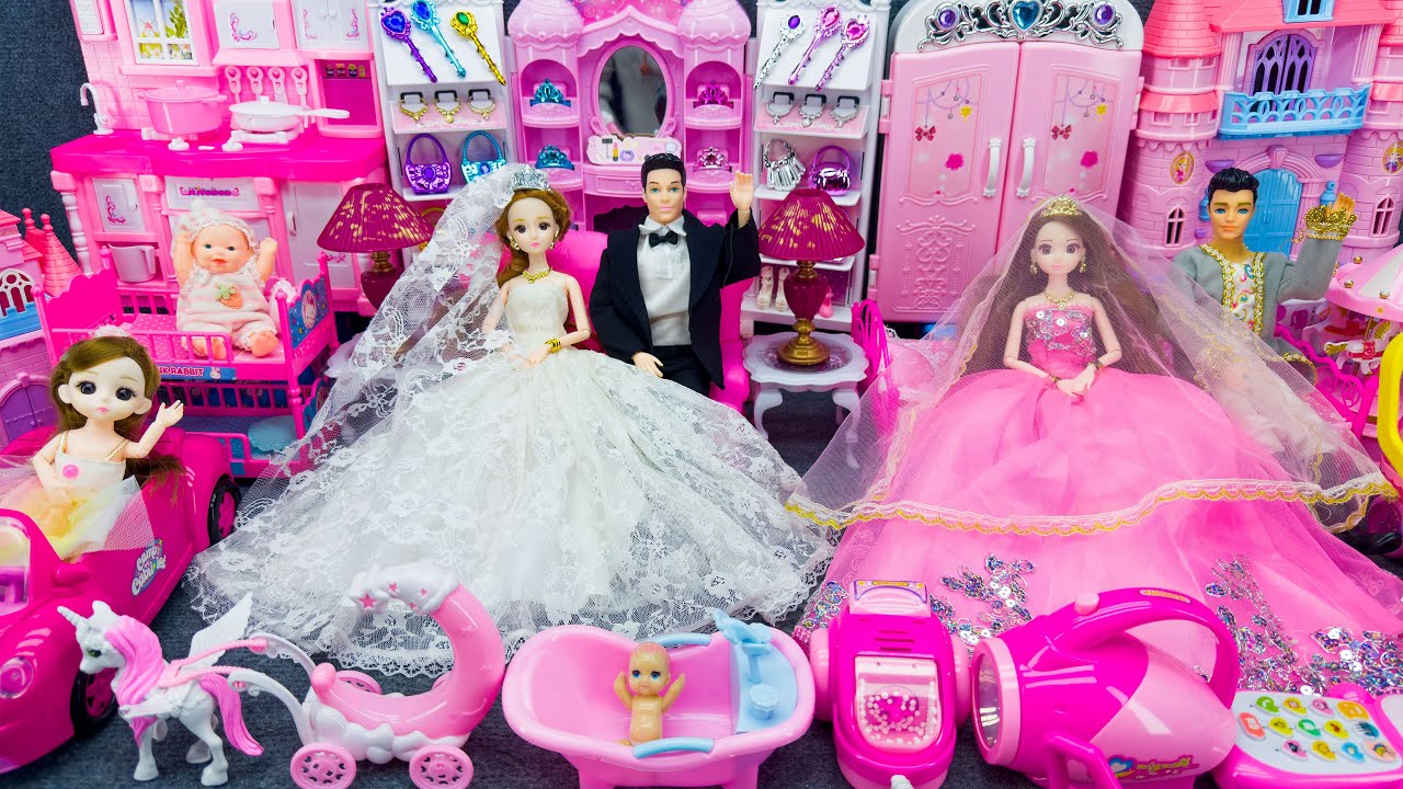 20 Minutes Satisfying Unboxing Barbie Family party＆Princess House Toys Playset Review Toys ASMR