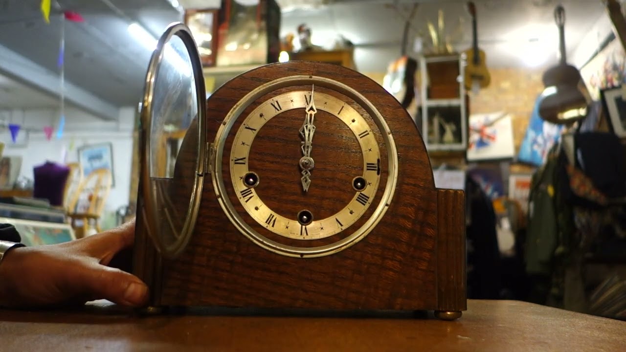 Vintage Smiths Enfield Wood Cased Westminster Chime Mantel Clock