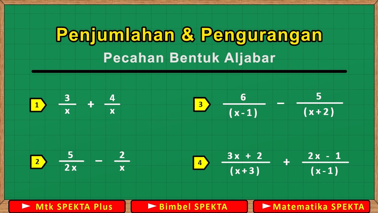 Penjumlahan dan Pengurangan Pecahan Bentuk Aljabar