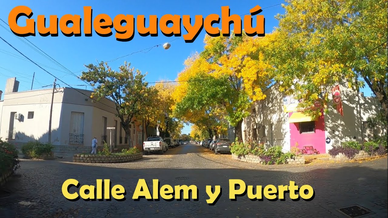 Gualeguaychú - Calle Alem y Paseo del Puerto - Driving, Entre Ríos, Argentina, narrado