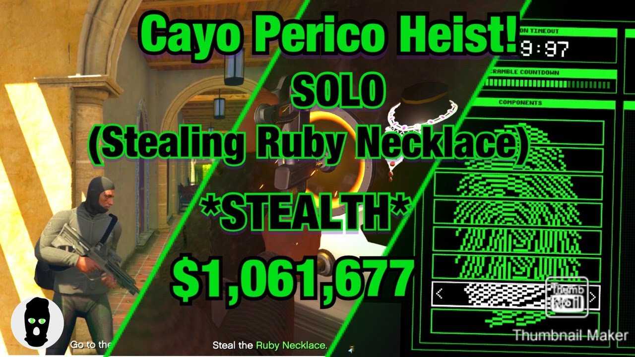 GTA5- Cayo Perico Heist SOLO!!*STEALTH* Full Take:1,061,677!