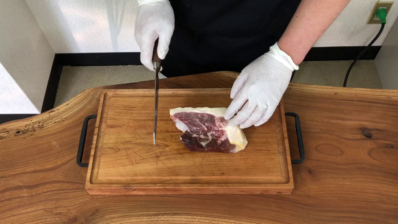 ブロック生ハムの切り方